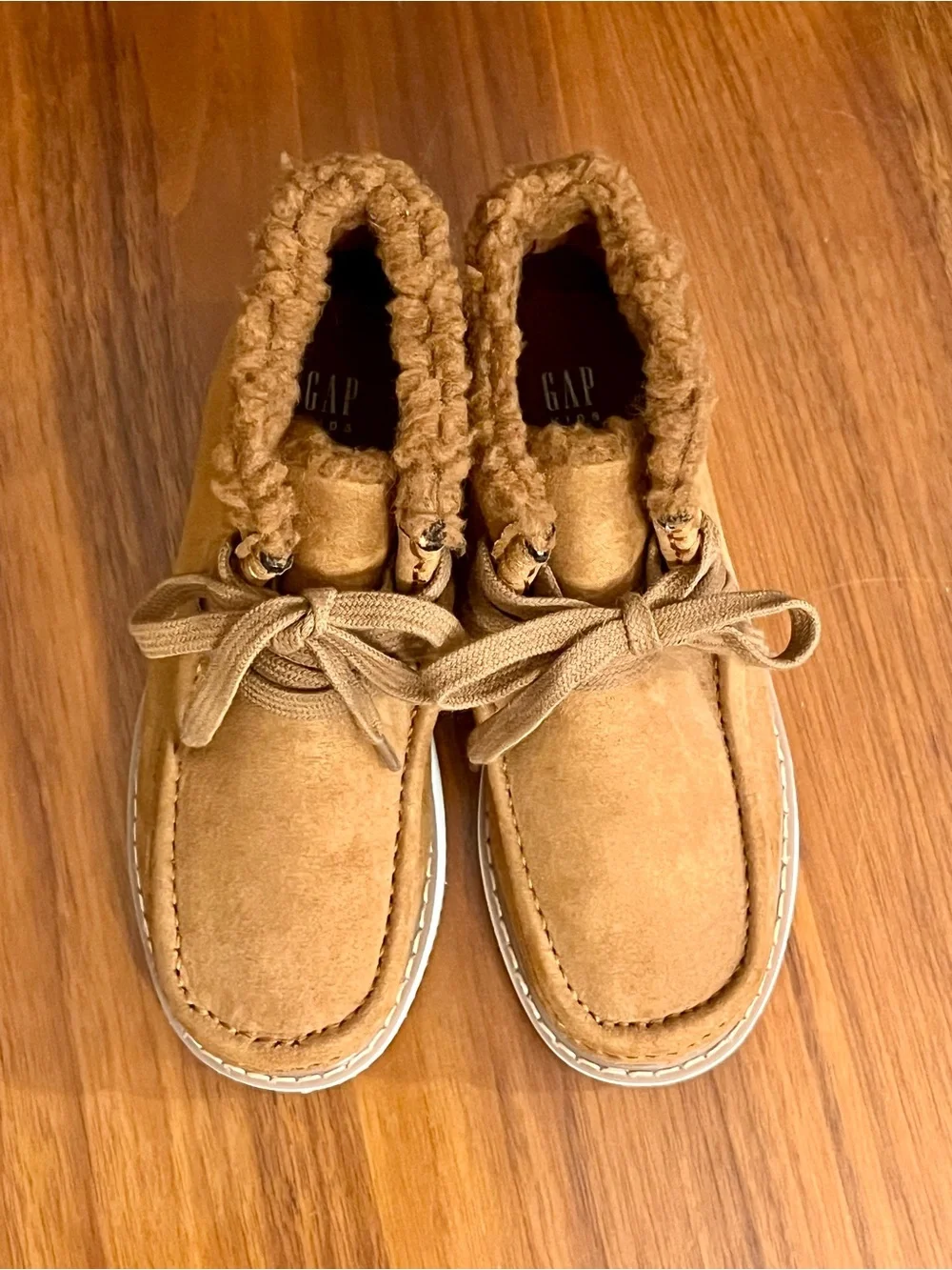 GAP Kids Cozy Tie Boots Cognac Tan Size 13